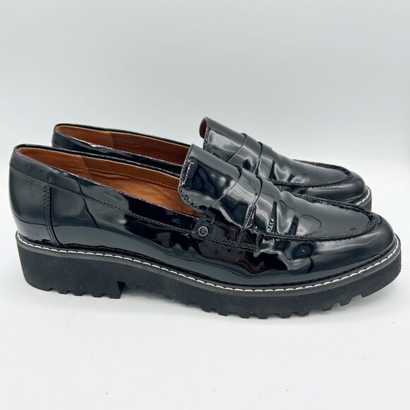 Franco Sarto Cassandra Faux Patent Leather Loafers Chunky Size 9.5 Women's - Picture 1 of 5
